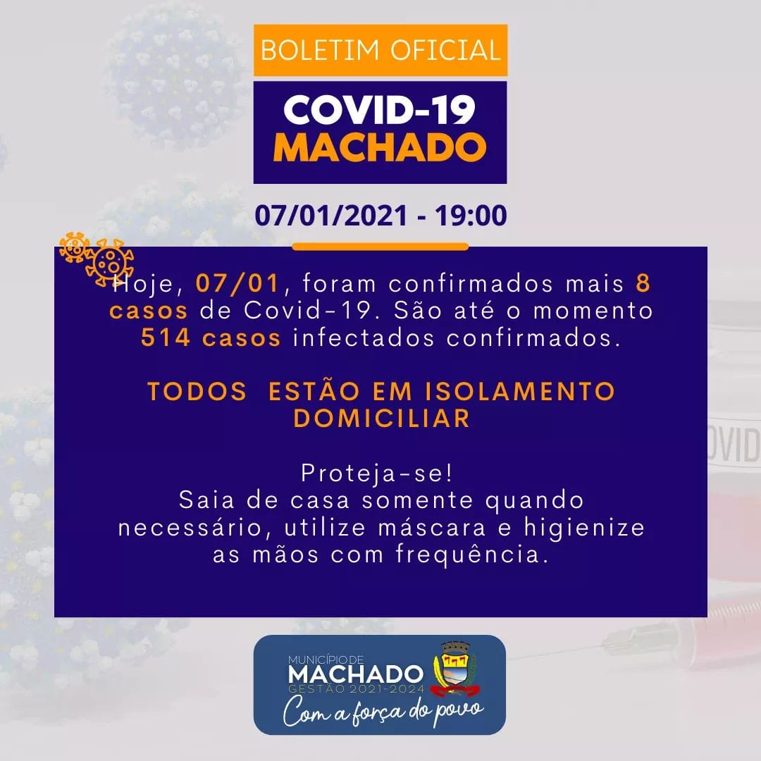 DISPARAM OS NÚMEROS DE CONTAMINADOS POR COVID-19 EM MACHADO