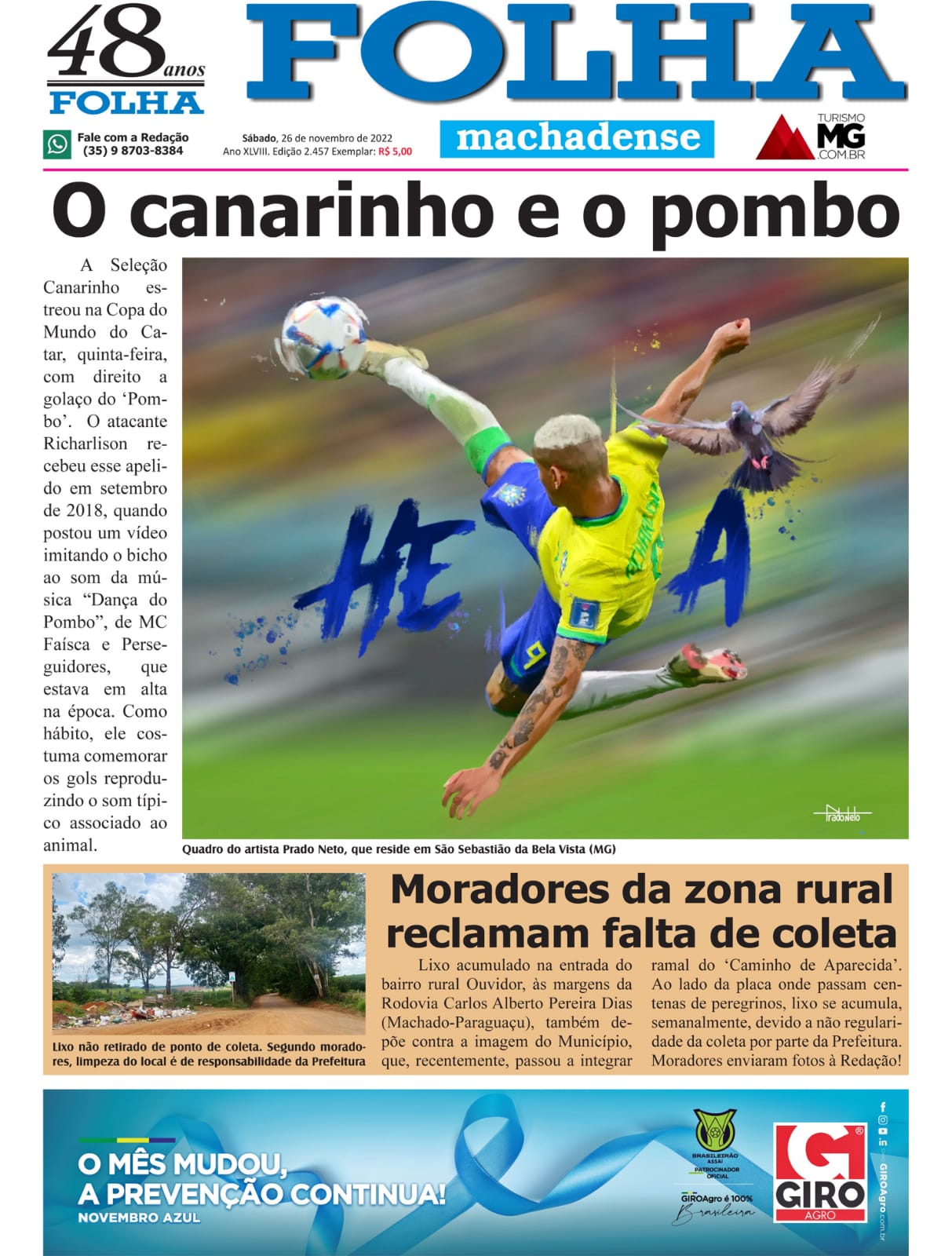 Capa da FOLHA traz arte do mineiro Prado Netto