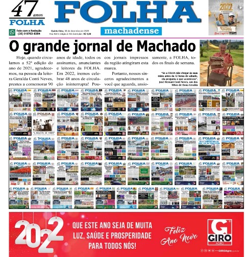 FOLHA antecipa Edição de Fim de Ano. Jornal circula nesta terça-feira