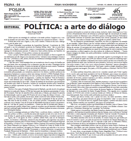 EDITORIAL DA FOLHA: "POLÍTICA - a arte do diálogo"