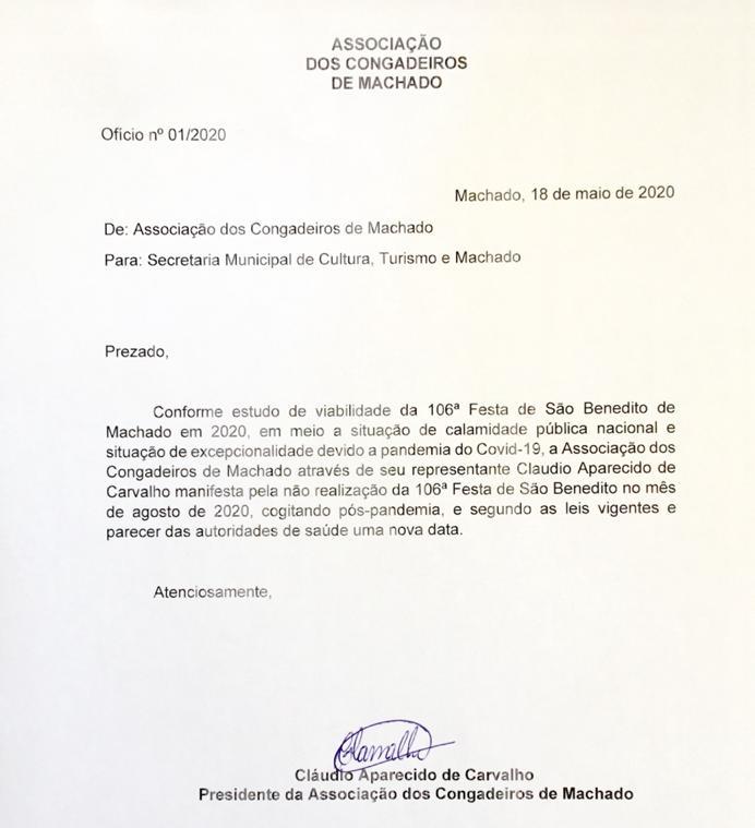 CONGADEIROS OPINAM PELO ADIAMENTO. PREFEITO CANCELA FESTA EM 2020