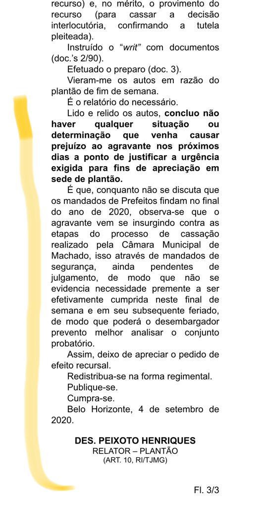 DURANTE PLANTÃO DO TJMG, JULBERT TENTA NOVA LIMINAR: INDEFERIDA