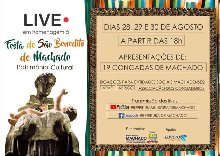 ACOMPANHE, AO VIVO, A 1ª NOITE DE 'LIVES' DAS CONGADAS MACHADENSES