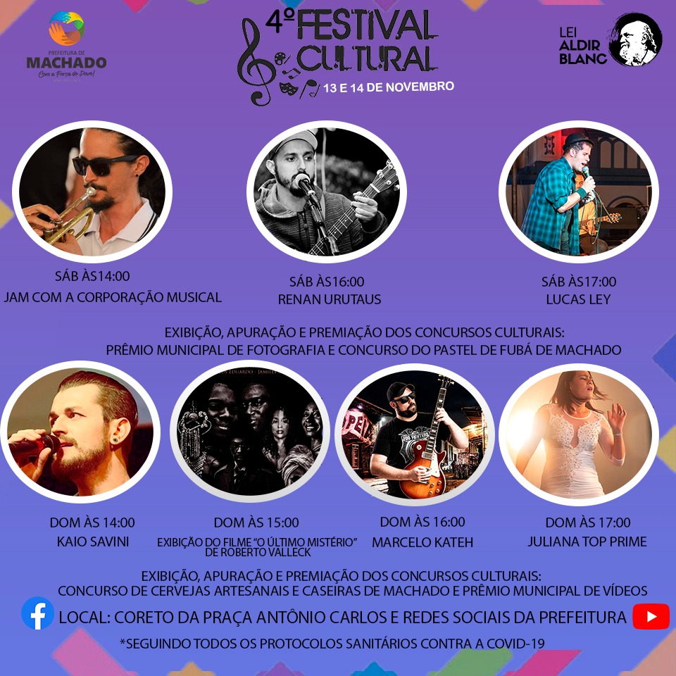 Festival Cultural acontece nos dias 13 e 14; próximo fim de semana
