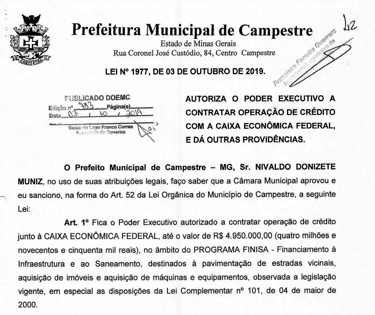 NA REGIÃO, CÂMARAS AUTORIZARAM EMPRÉSTIMO ÀS PREFEITURAS