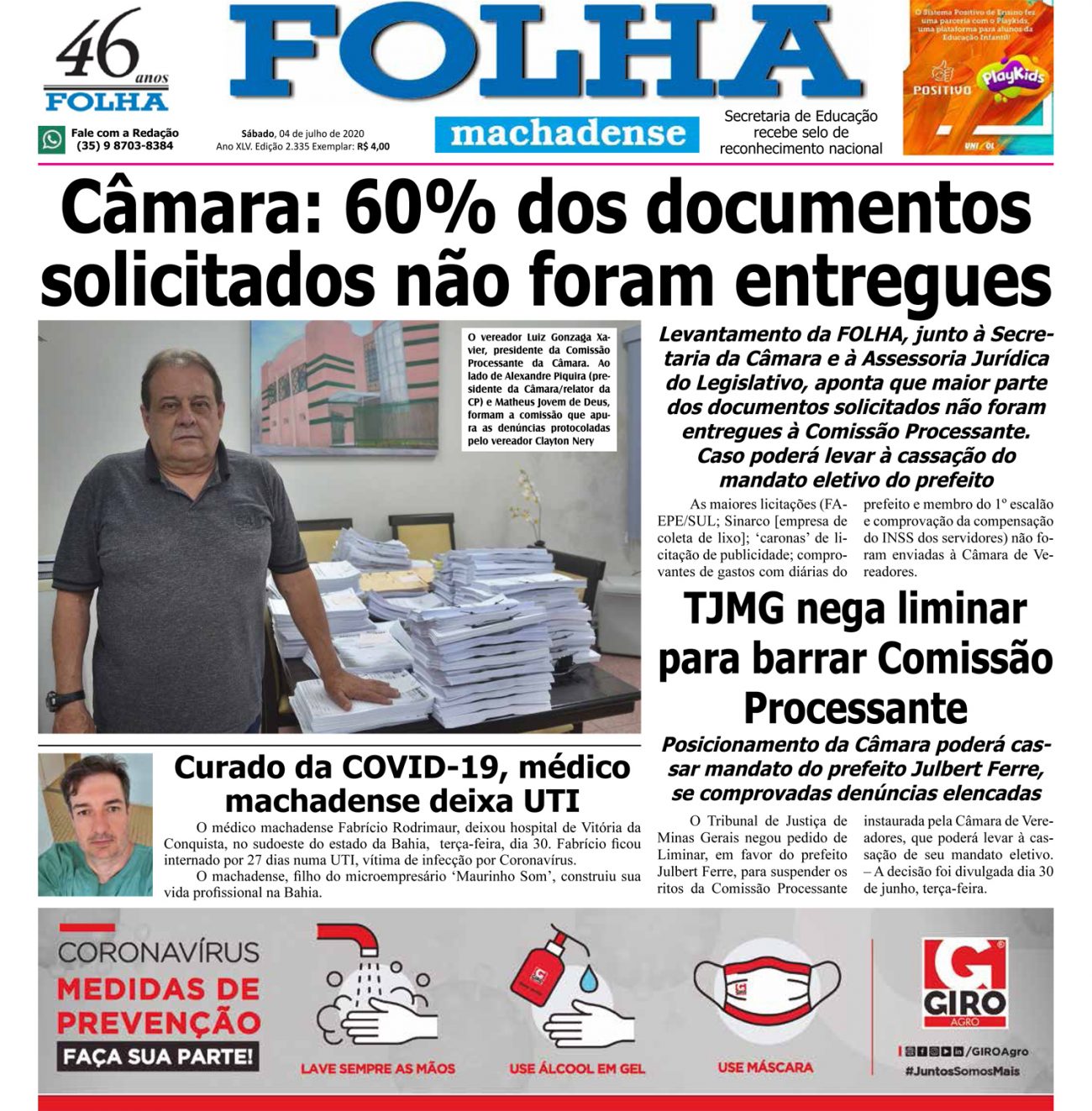 MANCHETES DA FOLHA COLOCAM EM DEBATE O PAPEL DO VEREADOR