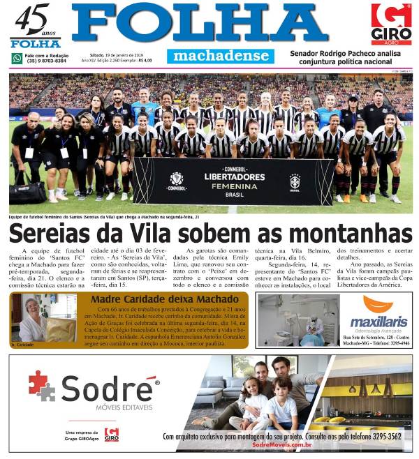 EQUIPE FEMININA DO SANTOS FC CHEGA HOJE A MACHADO
