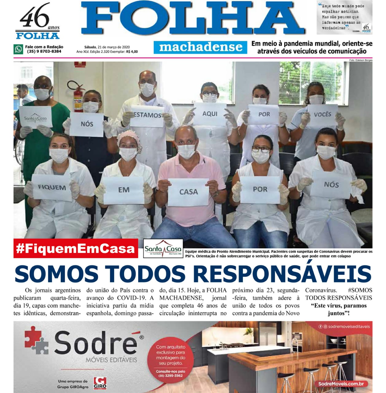 CONTROLE DA PANDEMIA DEPENDE DA CONSCIENTIZAÇÃO COLETIVA