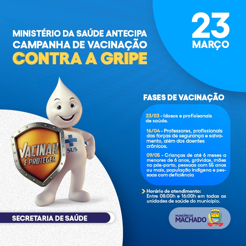 MINISTÉRIO DA SAÚDE ANTECIPA VACINAÇÃO CONTRA GRIPE
