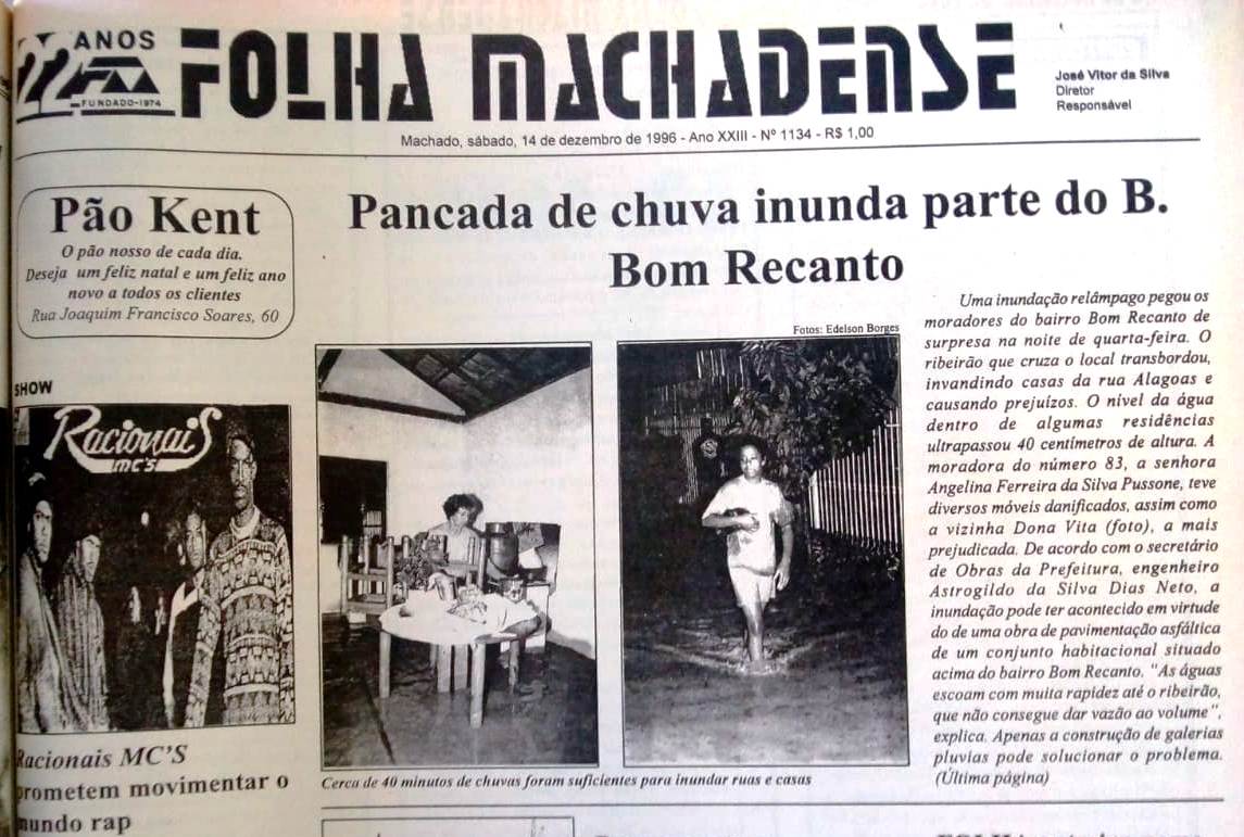 HISTÓRIA DA IMPRENSA: RACIONAIS MC'S ESTIVERAM EM MACHADO EM 1996